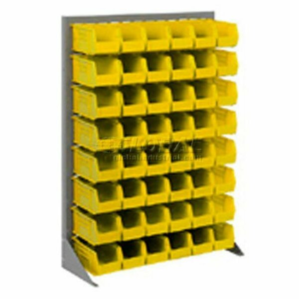 Global Industrial Louvered Bin Rack w/ 32B, 8E, 2H Yellow Bins, 36inW x 15inD x 50inH 603387YL